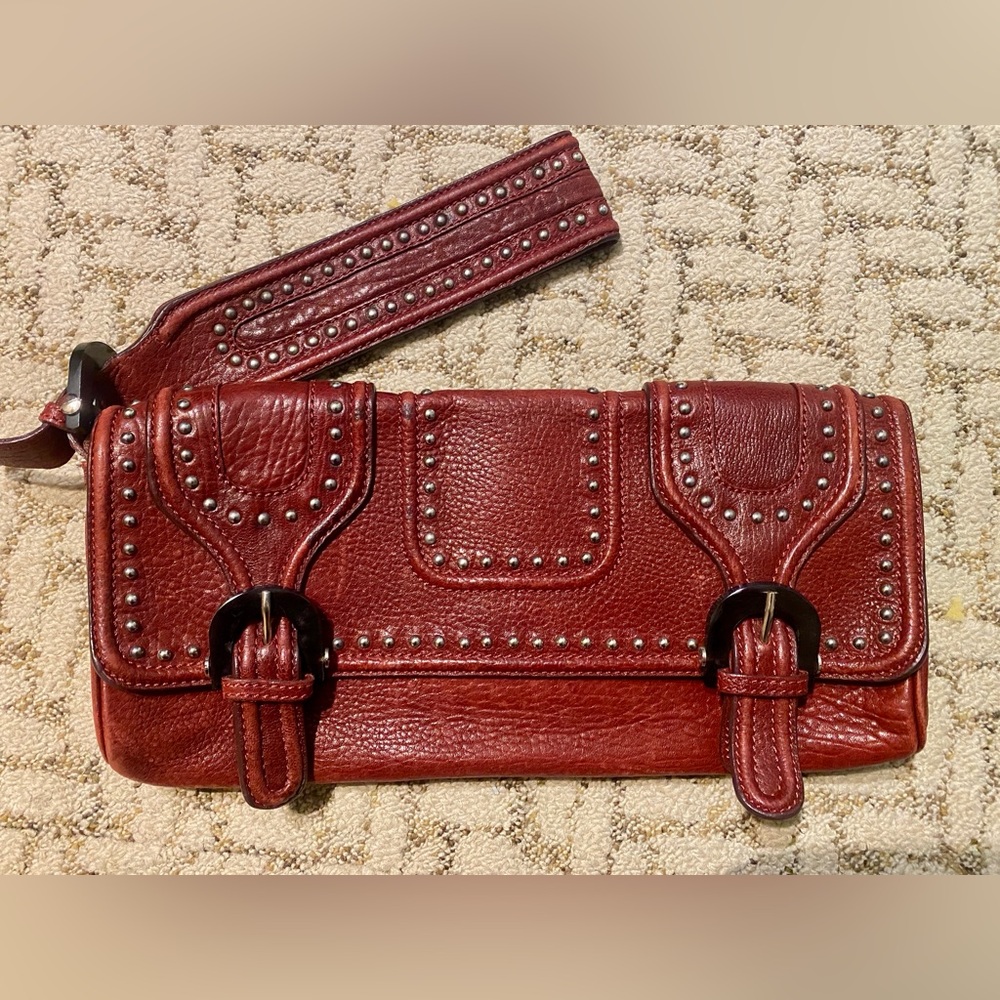 Kenzo burgundy leather clutch